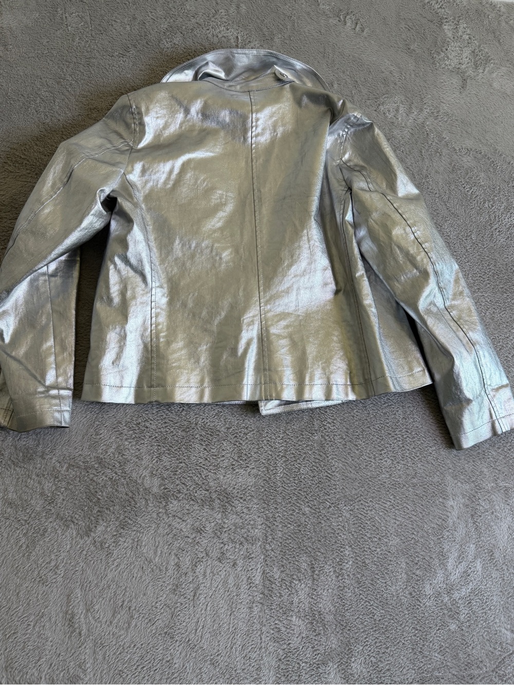 Ralph Lauren Vintage Silver Women's Metallic Double-Breasted Jacket M - Picture 5 of 10